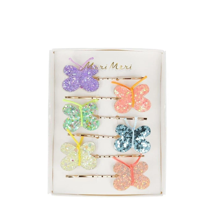 Colourful Glitter Butterfly Hair Slides Meri Meri